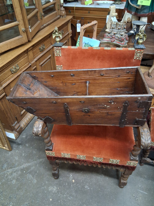 GILT FRAMED OIL PAINTING OF CHICKENS ALONG THE RIVER BANK AN A MAN IN A BOAT