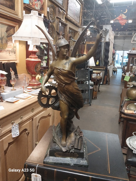 FRENCH WINGED WOMAN SPELTER STATUE