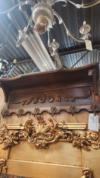 ACANTHUS SCROLL CARVED OAK WALL RACK