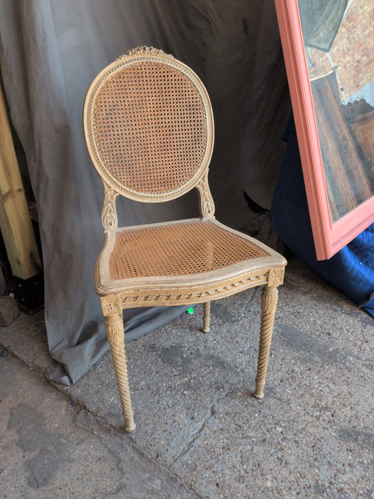 LOUIS XVI OVAL PAINTED CANED BACK CHAIR