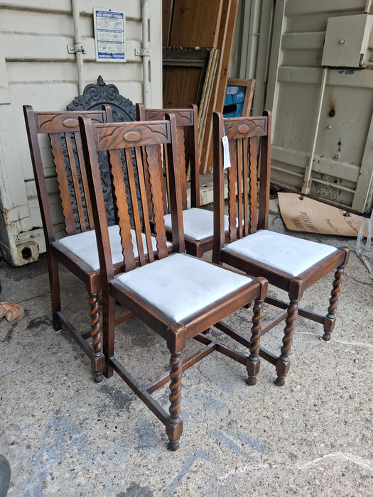 SET OF 4 ENGLISH BARLEY TWIST CHAIRS
