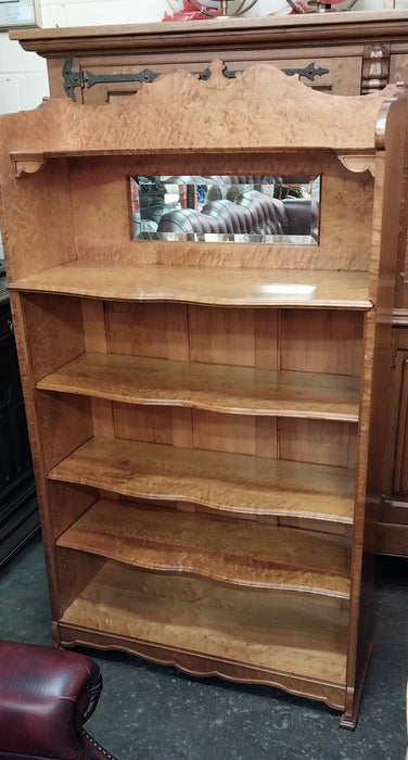 AMERICAN SOLID BIRDSEYE MAPLE BOOKCASE WITH MIRROR