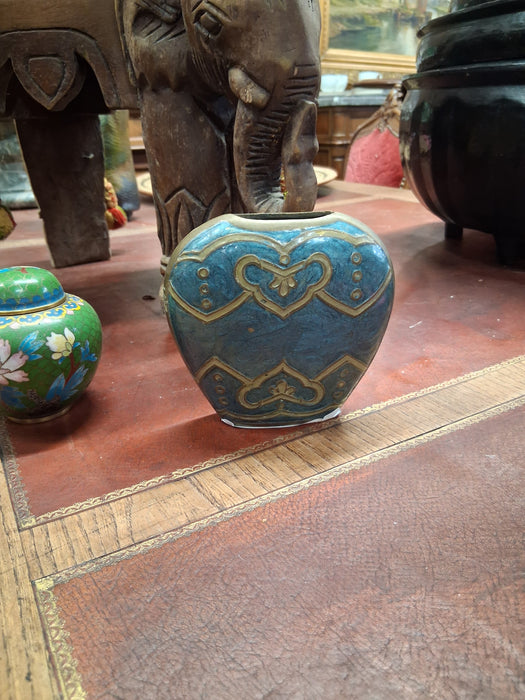 TURQUOISE ENAMLED BRASS VASE