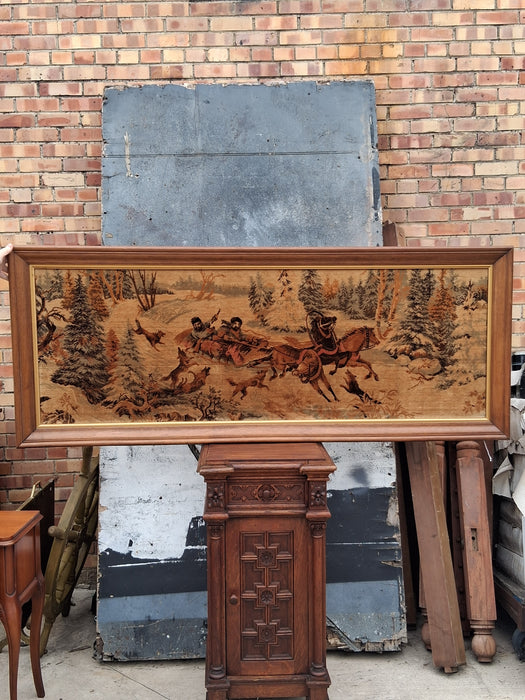 OAK FRAMED RUSSIAN TROIKA SCENE TAPESTRY