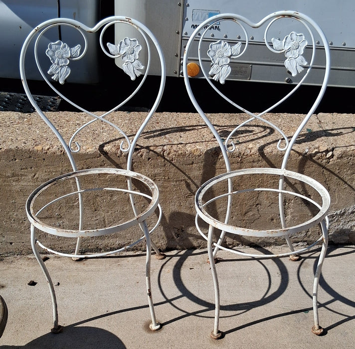 PAIR OF IRON LEAF CHAIRS WITH NO SEATS