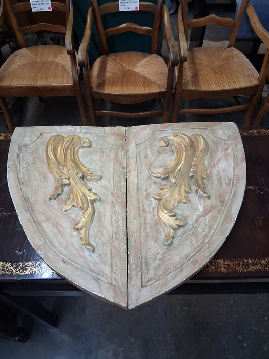 ANTIQUE ARCHED PANELS WITH GOLD LEAFY DECOR