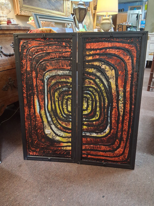 PAIR OF ART GLASS MODERN WINDOW PANELS