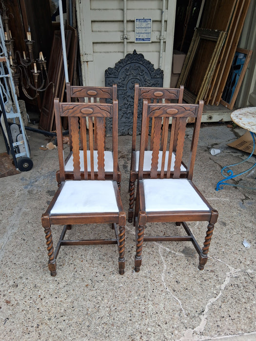 SET OF 4 ENGLISH BARLEY TWIST CHAIRS