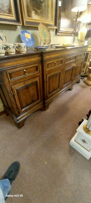 RUSTIC DARK OAK SIDEBOARD WITH FLARED FEET