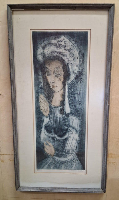 VERTICAL PRINT OF ENGLISH LADY AS FOUND -SIGNED