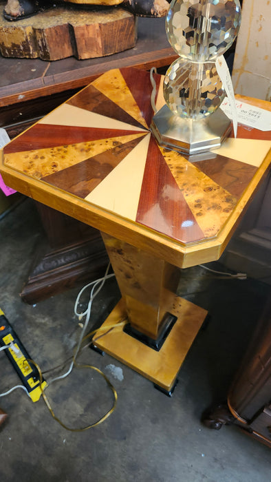 PAIR OF ART DECO BIRD'S EYE MAPLE PEDESTALS WITH INLAID TOPS