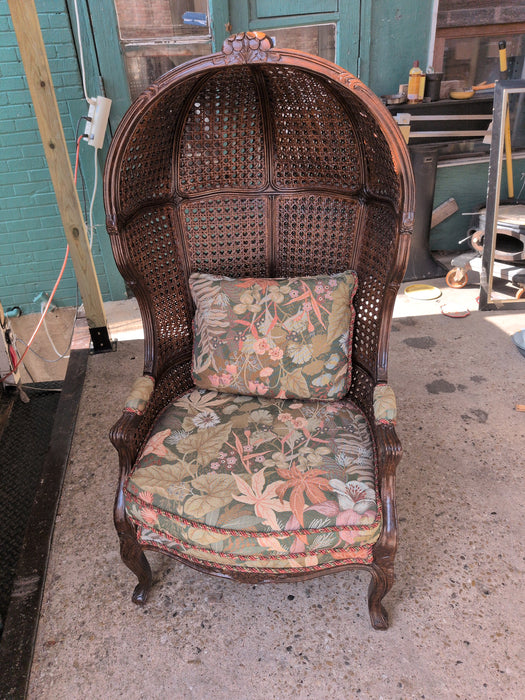 FRENCH DOUBLE CANED HOODED CHAIR