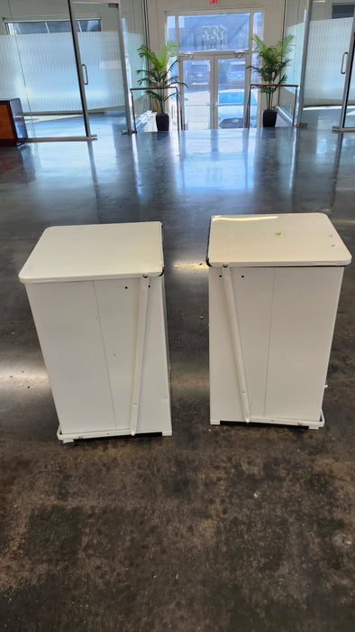 PAIR OF METAL WHITE HAMPERS