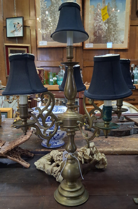 6 LIGHT BRASS CANDLEABRA LAMP
