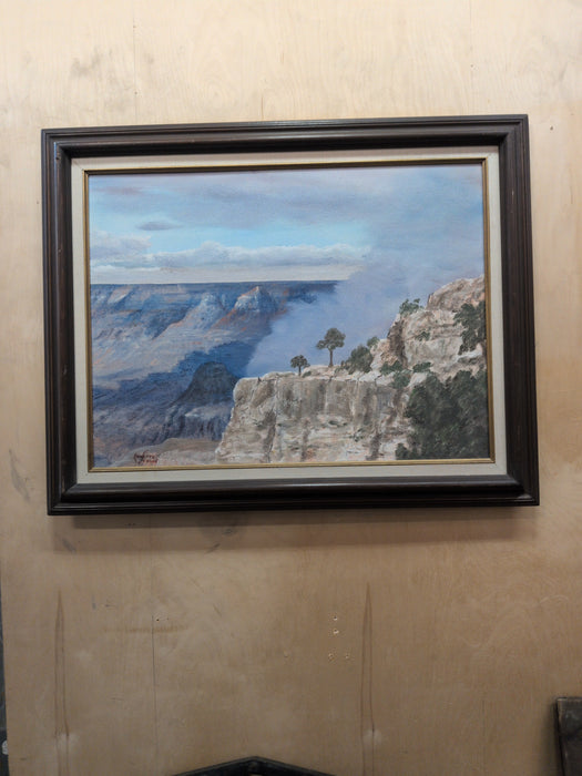 FRAMED MOUNTAIN LANDSCAPE OIL PAINTING