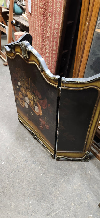 LOW FLORAL PAINTED FIRE SCREEN