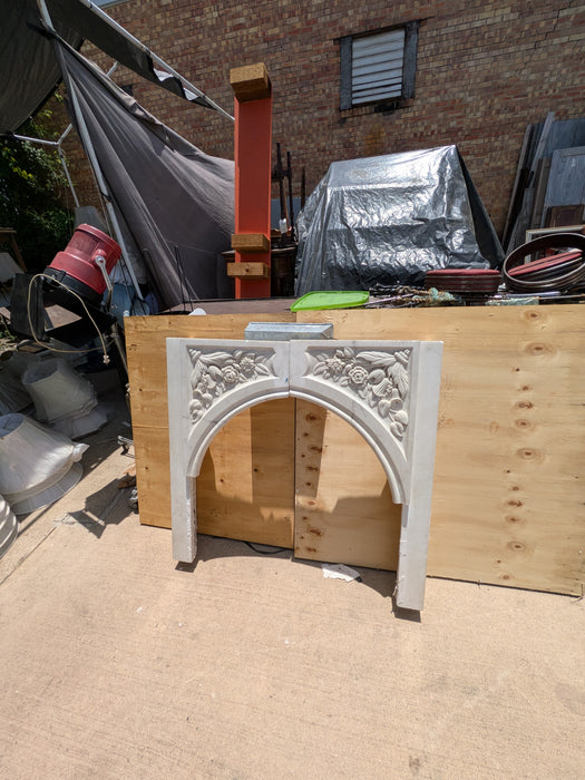 PAIR OF CARVED MARBLE 1/2 ARCH MANTLE PIECES