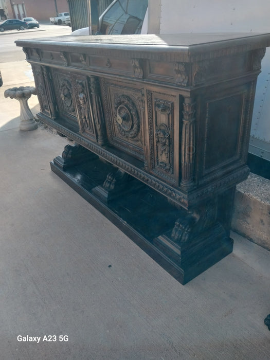LONG ITALIAN RENAISSANCE REVIVAL CARVED WALNUT  FIGURAL SIDEBOARD