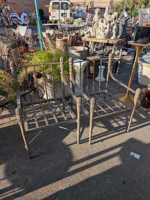 PAIR OF METAL ARM CHAIRS