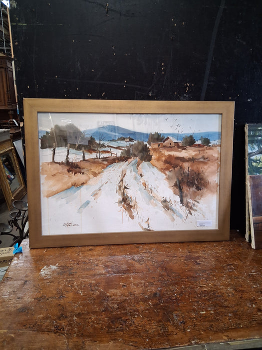 FRAMED COUNTRY ROAD WATERCOLOR - JOSE SANCHEZ