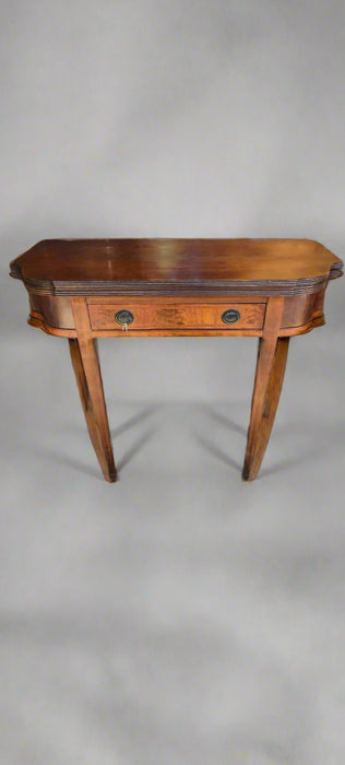 DEMILUNE FLIPTOP MAHOGANY FEDERAL STYLEGAME TABLE