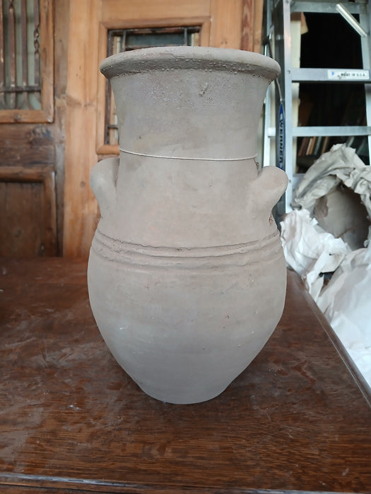 GREY TERRA COTTA VASE WITH HANDLES