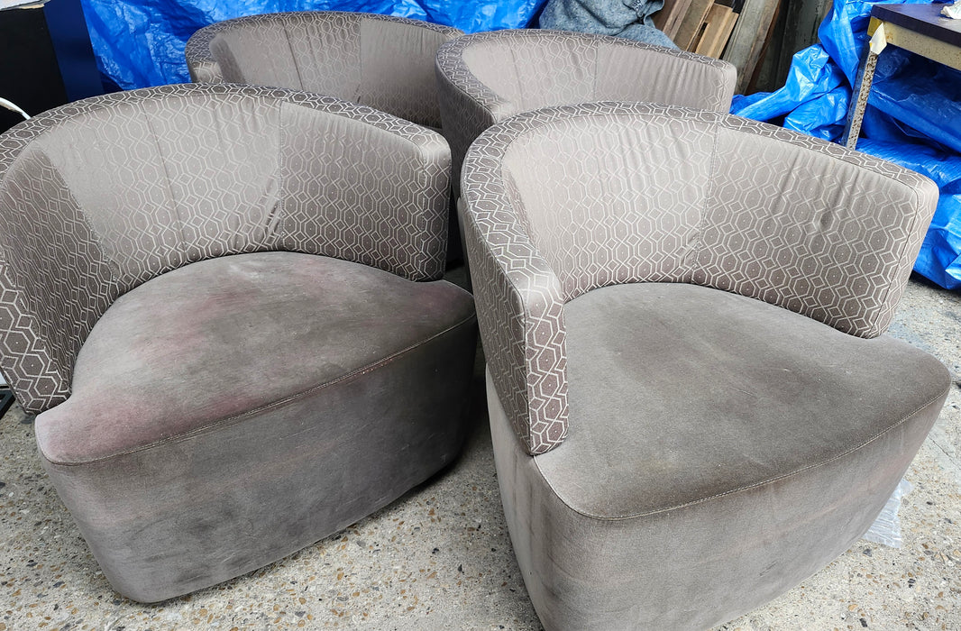 SET OF 4 MODERN  SWIVEL CLUB CHAIRS