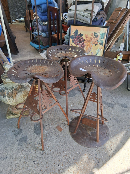SET OF 3 TRACTOR SEAT STOOLS