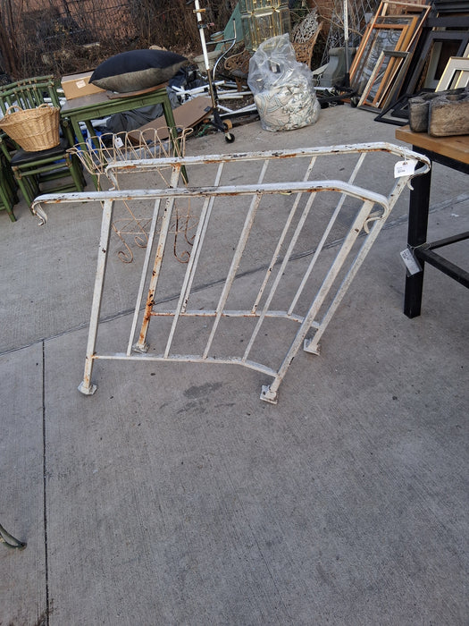 PAIR OF SMALL WHITE IRON STAIR RAILS