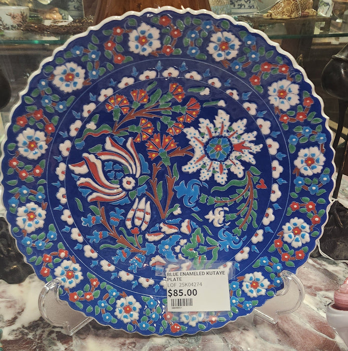BLUE ENAMELED KUTAYE PLATE