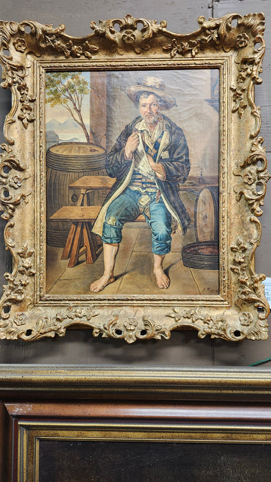 ITALIAN OIL ON CANVAS OF A TATTERDEMALION - SIGNED GRISSO & DATED 1855