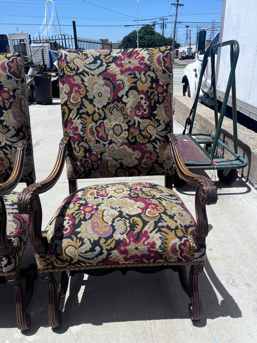 PAIR OF CARVED WALNUT LOUIS XVI FAUTEUILS