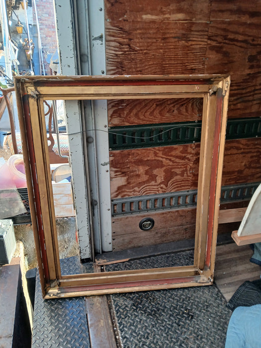 ANTIQUE GILT AND RED FRAME-AS FOUND