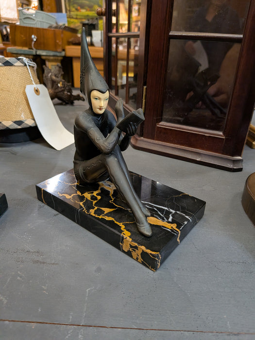 ART DECO BRONZE WOMAN READING FIGURE