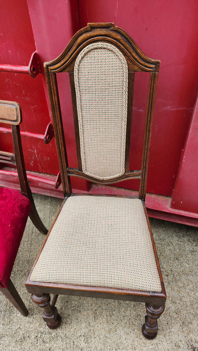 OAK DESK CHAIR WITH FABRIC INSERT BACK