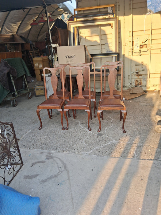 SET OF 6 HIGH BACK QUEEN ANNE CHAIRS