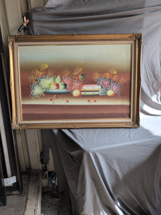 LARGE GOLD FRAMED FRUIT STILL LIFE OIL PAINTING