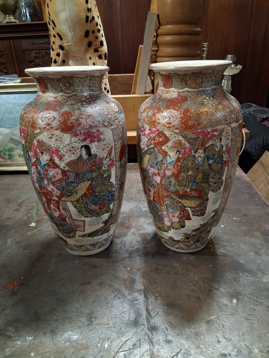 PAIR OF AS FOUND SATSUMA VASES