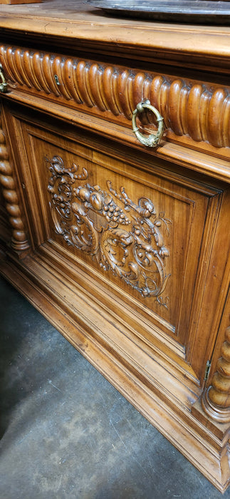 WIDE CARVED MAPLE 19TH CENTURY 2 PIECE SIDEBOARD