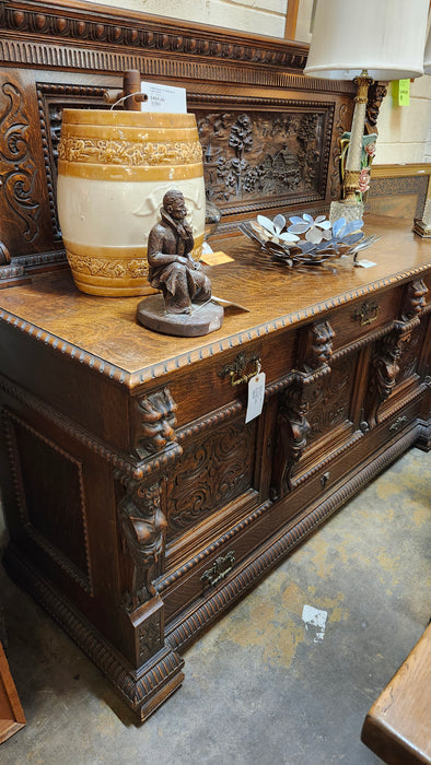 CARVED OAK 1880'S SIDEBOARD
