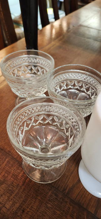 SET OF 4 PRESS GLASS SHERBETS