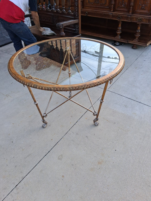 RALPH LAUREN GLASS TOP IRON TABLE