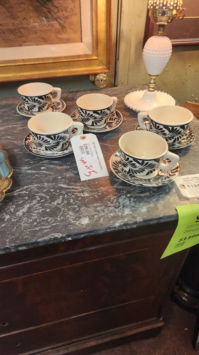 SET OF 5 CUPS AND SAUCERS