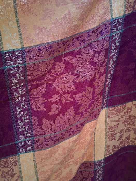 LARGE RUST AND BURGUNDY TABLE CLOTH WITH LEAVES