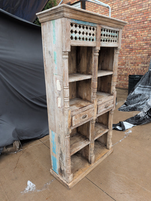 SMALL RUSTIC INDIAN DISTRESSED BOOKCASE