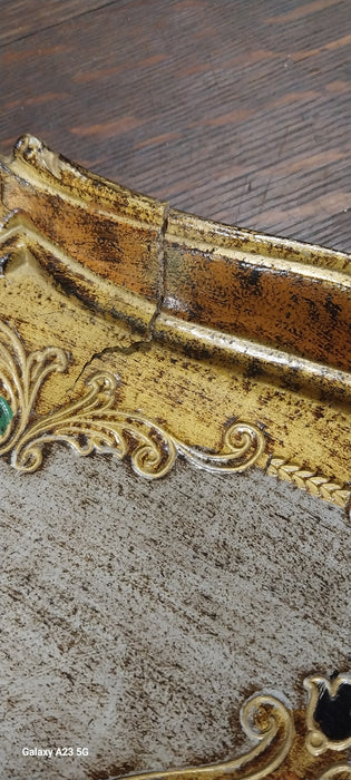 GOLD AND ORANGE FLORENTINE TRAY AS FOUND