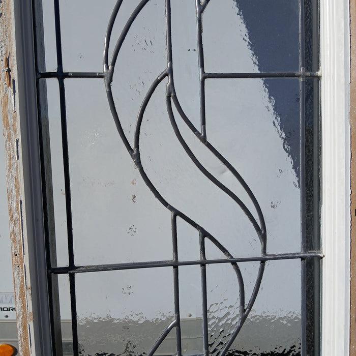 PAIR OF LEADED GLASS SIDELIGHTS