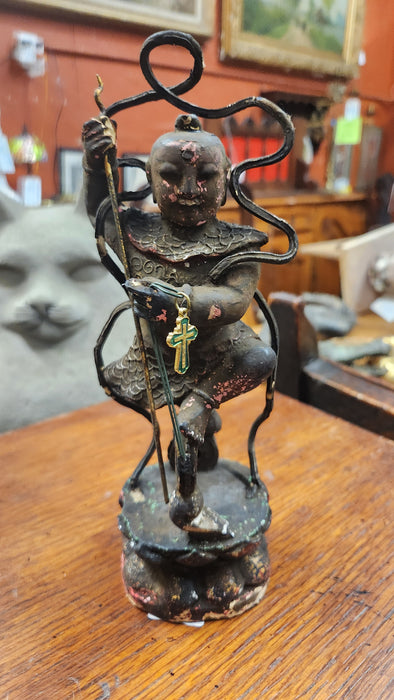 SMALL DARK STATUE OF NE ZHA