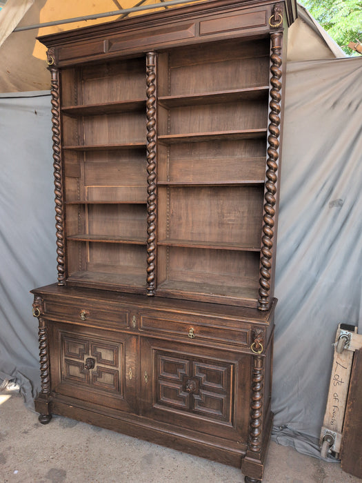 HENRI II OPEN OAK BARLEY TWIST BOOKCASE