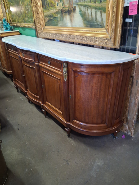 LOUIS XVI WHITE MARBLE TOP 5 DOOR SIDEBOARD